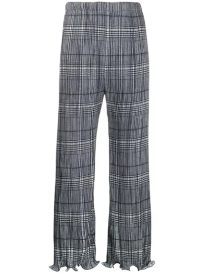 Givenchy Lettuce Hem Check Trousers In Black