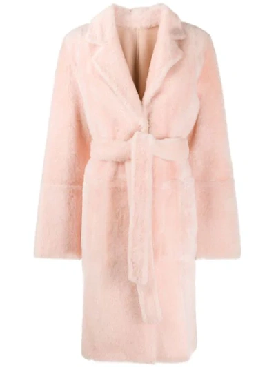 Yves Salomon Single Breasted Coat In A6036 Pink