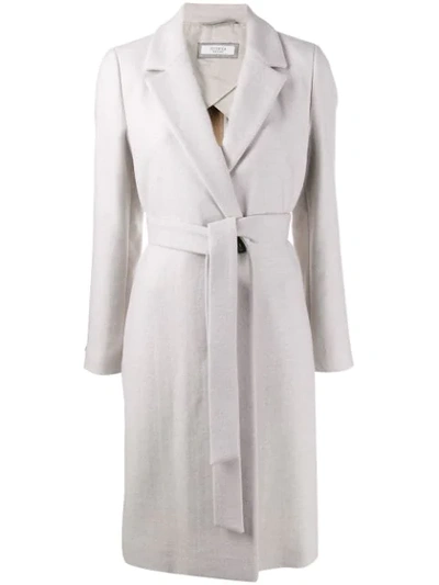 Peserico Belted Single-breasted Coat In Grey