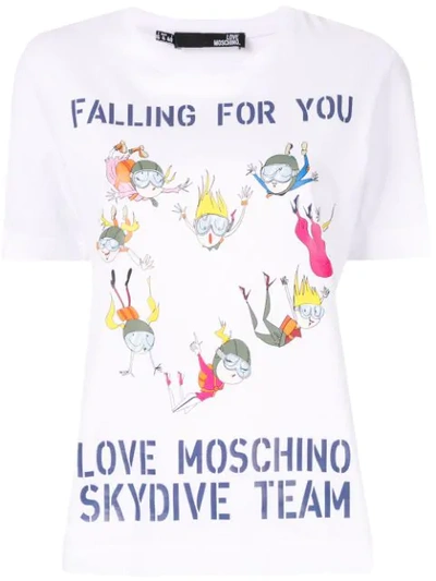 Love Moschino Skydive Team T-shirt In White