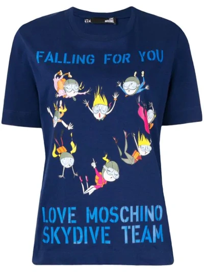 Love Moschino Skydive Team T-shirt In Blue