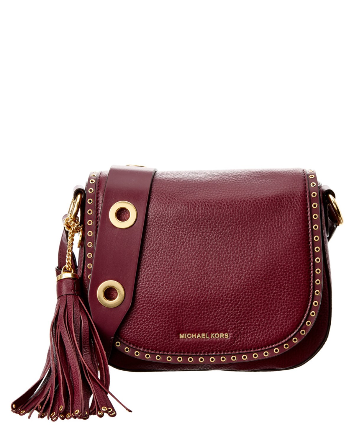 Michael Michael Kors Brooklyn Medium Leather Saddle Bag' In Purple