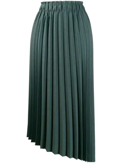 Brunello Cucinelli Asymmetric Pleated Skirt In Green
