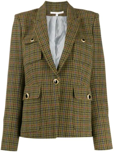 Veronica Beard Plaid Fitted Blazer In Green