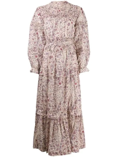 Isabel Marant Étoile Floral Print Smock Dress In Neutrals