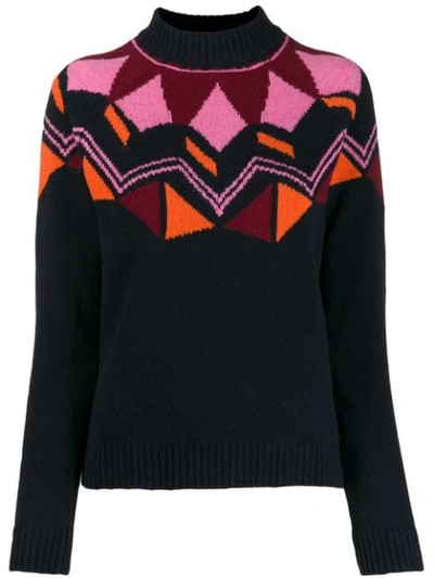 Ps By Paul Smith Geometric Knit Jumper In Blue