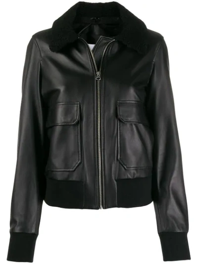Calvin Klein Shearling-collar Jacket In Black
