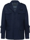 Prada Loden Military Jacket In Blue