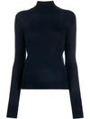 Theory Knitted Turtle Neck Top In Blue