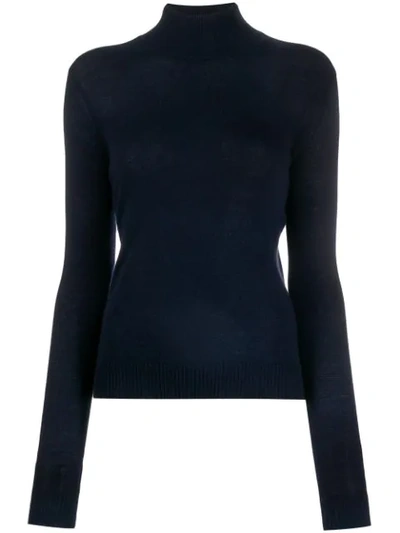Theory Knitted Turtle Neck Top In Blue