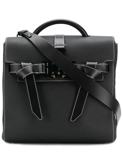 Alyx Dual Buckle Top Handle Tote Bag In Black