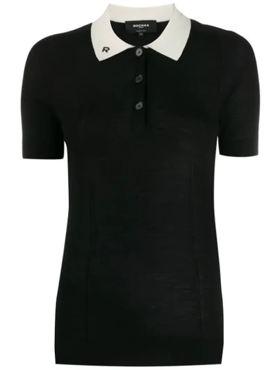 Rochas Knitted Polo Top In Black