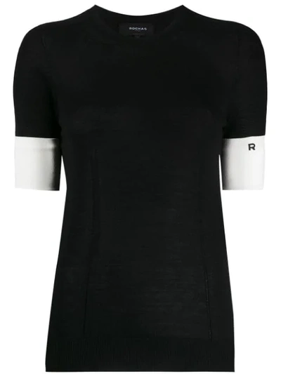 Rochas Knitted Contrasting Cuff Top In Black