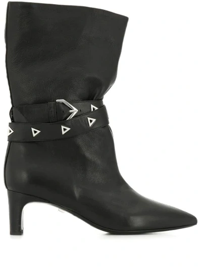 Greymer Buckle Detail Boots In Black