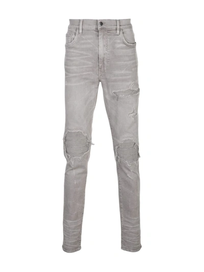 Amiri Distressed Slim-fit Jeans In Grey