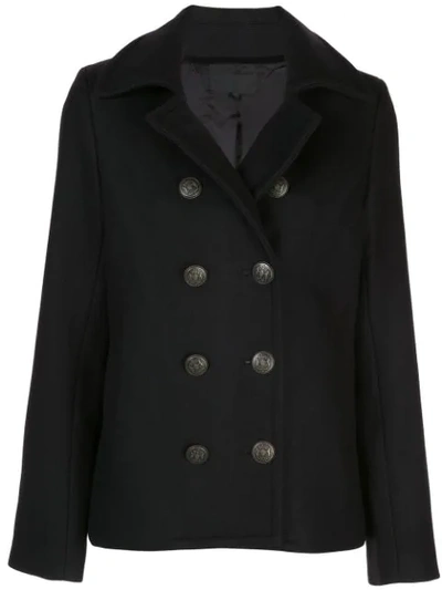 Nili Lotan Double Breasted Coat In Black