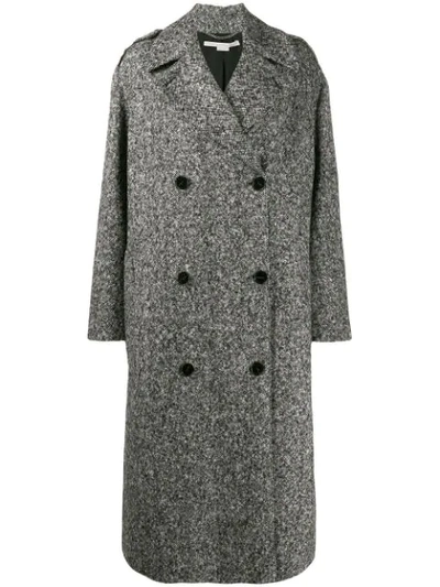 Stella Mccartney Double-breasted Marled Coat In Black