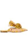 Andrea Mondin Pompom Detail Mules In Yellow