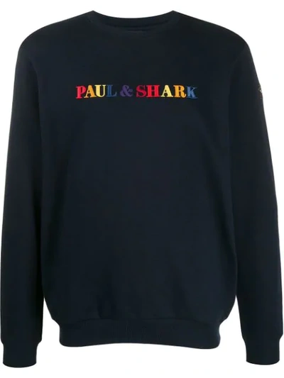 Paul & Shark Logo Embroidered Sweatshirt In Blue