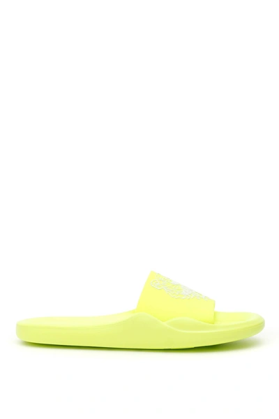 Kenzo Pool Neon Tiger Sandals In Yellow