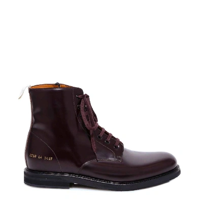 Common Projects Standard Combat Boot Ankle Boots In Red