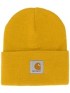 Carhartt Logo Patch Beanie In Yellow