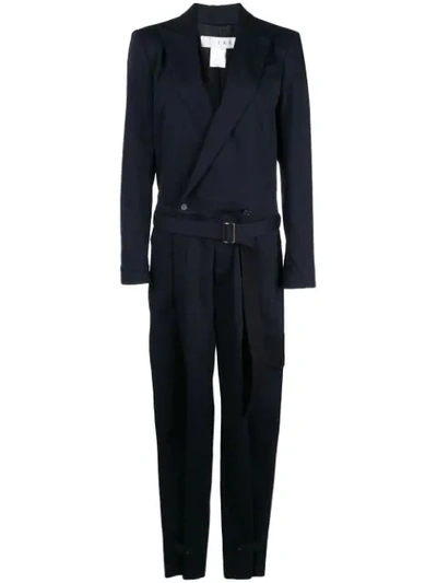 Tre By Natalie Ratabesi Long-sleeve Belted Jumpsuit In 蓝色
