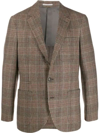 Brunello Cucinelli Trim Fit Plaid Wool & Cashmere Sport Coat In Brown