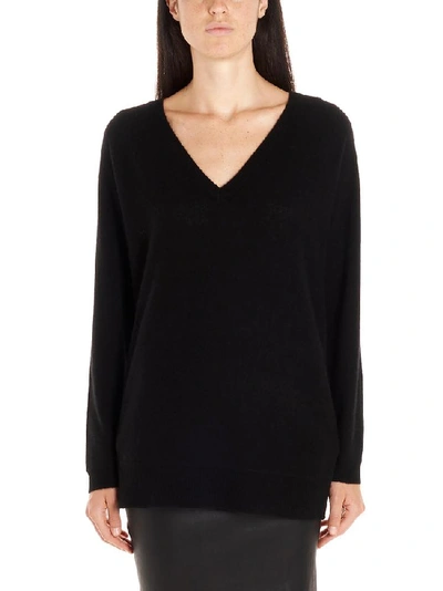 Theory V Neck Knitted Sweatshirt In Black