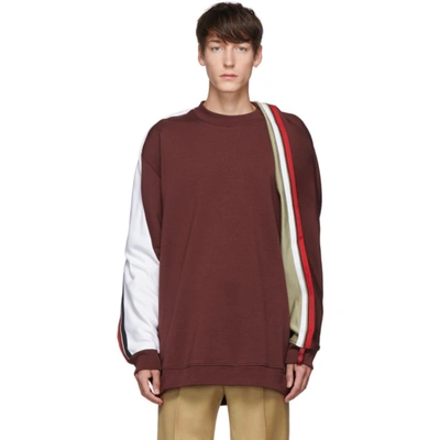 Y/project Y / Project Winged Stripe Colour Block Jumper In Burgundy