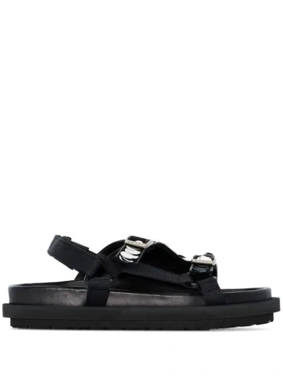 Sacai Sequin Strap Sandals In Black