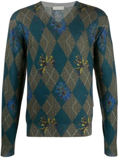 Etro Argyle Floral Print Jumper In 0200