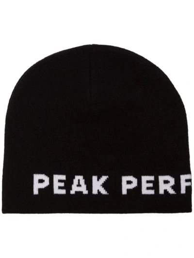 Peak Performance Logo Intarsia Beanie Hat In Black