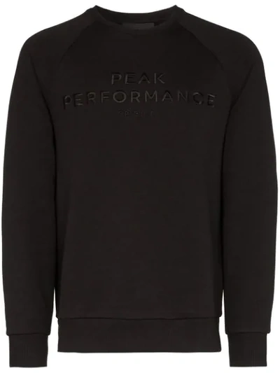 Peak Performance Original Logo-embroidered Sweatshirt In 050 Black