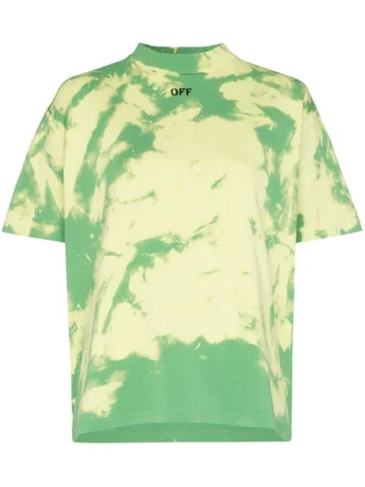 Off-white Logo-print Tie-dyed T-shirt In Green