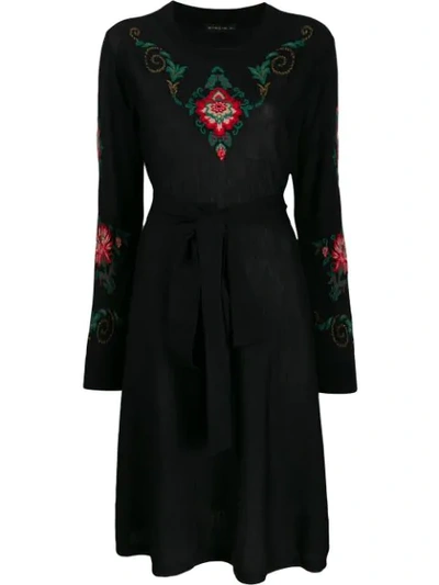 Etro Floral Intarsia Knitted Dress In Black