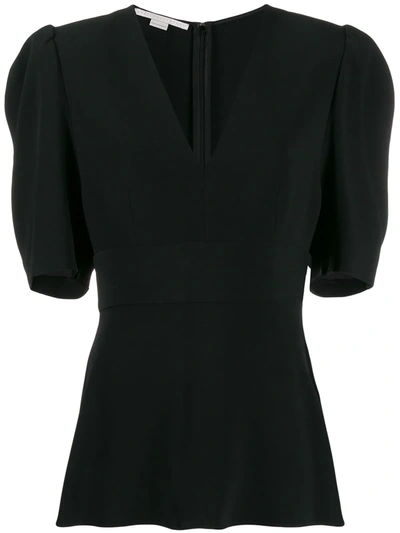 Stella Mccartney V-neck Puff-sleeve Blouse In Black