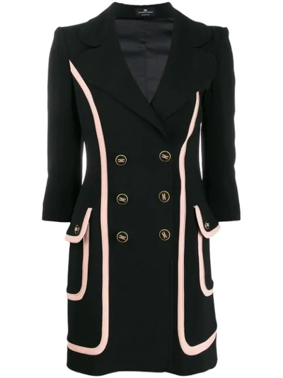 Elisabetta Franchi Fitted Double-breasted Coat In Black