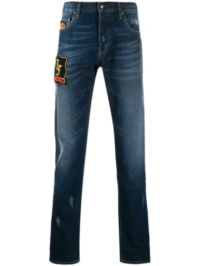 Lords And Fools King Patch Straight Jeans In Blue