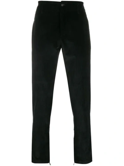 Ferragamo Corduroy Effect Straight Trousers In Black