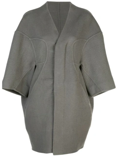 Rick Owens Collarless Oversized Coat In Grey