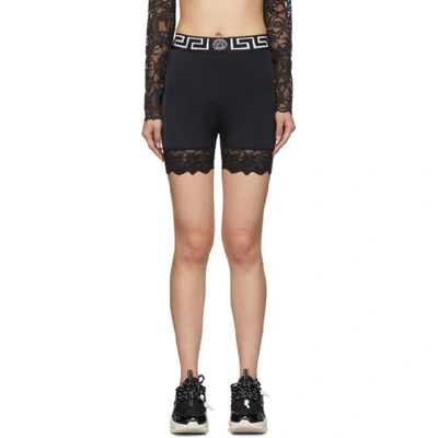 Versace Stretch Lycra Cycling Shorts W/lace In A1008 Black