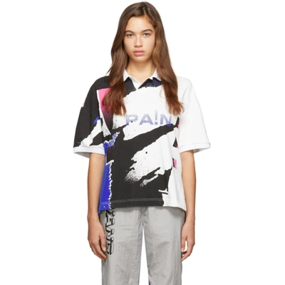 Alexander Wang Multicolor Printed Tennis Polo In 100 White