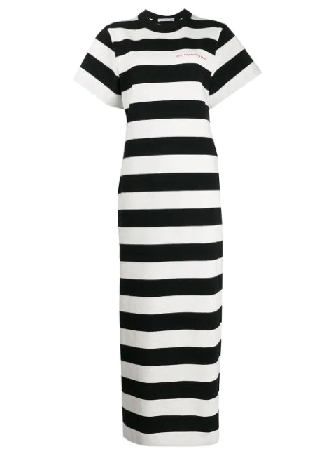 black and white striped cotton dress