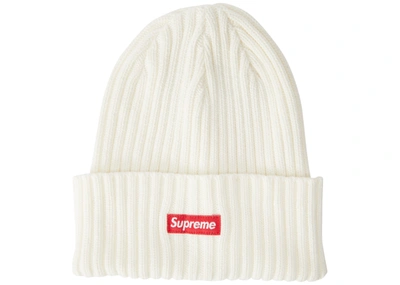 Pre-owned Supreme Overdyed Ribbed Beanie (ss18) Washed Ivory