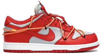 Pre-owned Nike  Dunk Low Off-white University Red In University Red/university Red-wolf Grey
