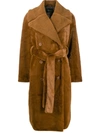 Stine Goya Happy Textured Belted Coat In Golden Brown