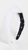 Lele Sadoughi Faux-croc Slim Knotted Headband In Silver
