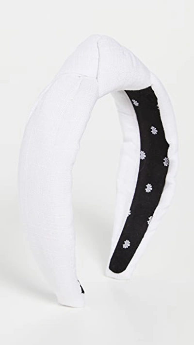 Lele Sadoughi Faux-croc Slim Knotted Headband In Silver