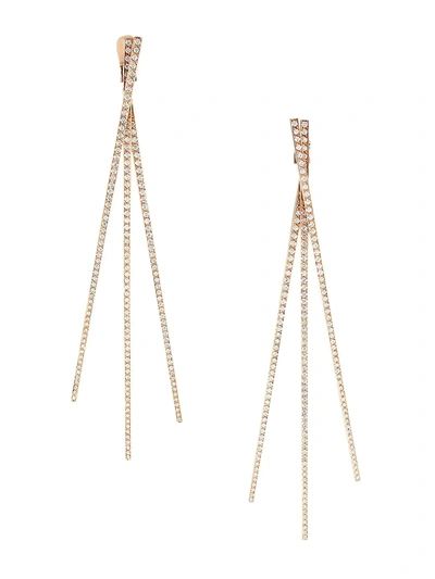 Repossi Women's Blast 18k Rose Gold & Diamond Pavé Linear Earrings